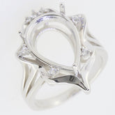 Yellow Sterling Silver Semi Mount Ring Setting Pear PE 16X11mm White Topaz - Syzjewelry